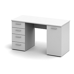 TEMPO KONDELA Praktický PC stôl vhodný pre študentov aj do kancelárií jedinečný hrúbkou vrchného plátu - až 22mm, biela, EUSTACH