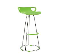 TEMPO KONDELA Barová stolička, chróm + plast, zelená, GLADI