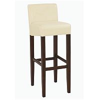 TEMPO KONDELA Barová stolička, textilná koža krémová/drevo tmavý orech, SORIN NEW