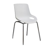 TEMPO KONDELA Jedálenská stolička, chróm + plast, biela, EDLIN