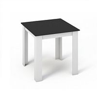 TEMPO KONDELA Jedálenský stôl 80x80, DTD laminovaná/ABS hrany, Biela/Čierna, KRAZ