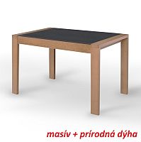 TEMPO KONDELA Jedálenský stôl, rozkladací, dub/čierne sklo, JANADAN