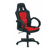 TEMPO KONDELA Kancelárska stolička, ekokoža čierna/ekokoža červená, HERALD