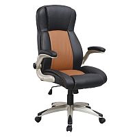 TEMPO KONDELA Kancelárska stolička, ekokoža svetlo hnedá+čierna/plast, KNOX