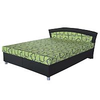 TEMPO KONDELA Manželská posteľ s úložným priestorom, molitánová, čierna - zelená, BRIGITA