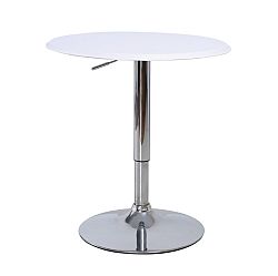 TEMPO KONDELA Barový stôl, s nastaviteľnou výškou, chróm/biela, BRANY