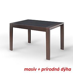 TEMPO KONDELA Jedálenský stôl, rozkladací, wenge/čierne sklo, JANADAN