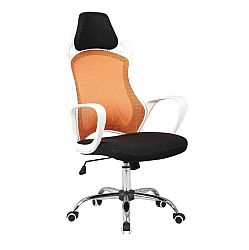 TEMPO KONDELA Kancelárska stolička, biela/oranžová, ARIO