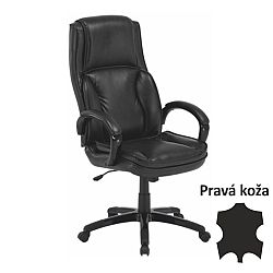 TEMPO KONDELA Kancelárska stolička, koža/ekokoža čierna, LUMIR