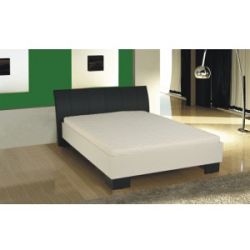 TEMPO KONDELA Manželská posteľ, ekokoža čierna/biele lamino, 180x200, TALIA