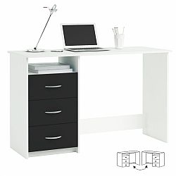TEMPO KONDELA PC stôl, biela/čierna, LARISTOTE 304375