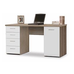 TEMPO KONDELA Praktický PC stôl vhodný pre študentov aj do kancelárií jedinečný hrúbkou vrchného plátu - až 22mm, dub sonoma/biela, EUSTACH